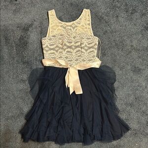 Teeze Me Navy and Cream Dress